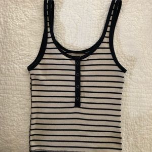 ABERCROMBIE & FITCH Stripe Henley Tank Top, Snaps